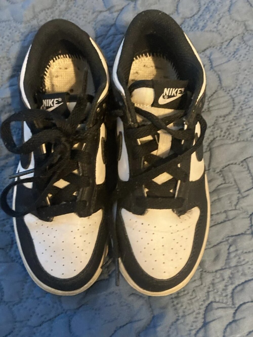 Nike Kids Dunk Low Sneakers Panda Black/White Size 1Y Pre-Owned